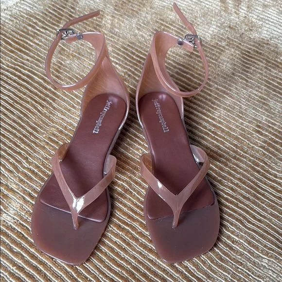 Jeffrey Campbell Tan Jelly Kitten He’ll Sandals Size